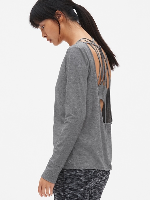 View large product image 1 of 1. GapFit Breathe Long Sleeve Strappy U-Back Top