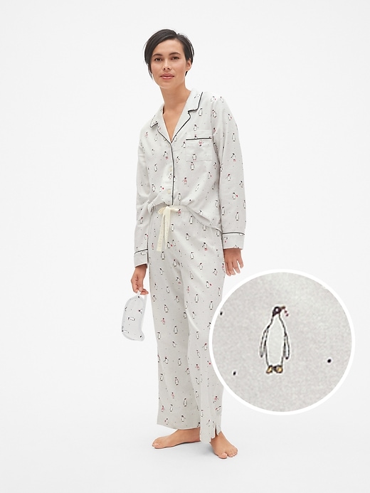 View large product image 1 of 1. Cozy Flannel PJ Set with Eye Mask