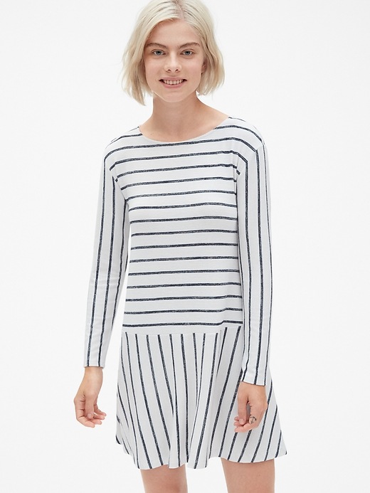 Softspun Stripe Flounce T-Shirt Dress | Gap