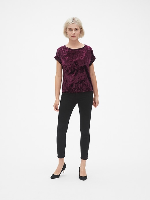 Image number 3 showing, Velvet Roll-Sleeve Top