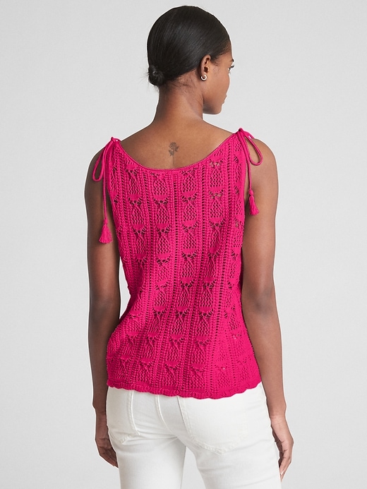 Image number 2 showing, Crochet Tie-Strap Tank Top