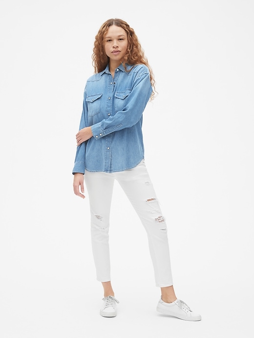 Image number 3 showing, Oversized Denim Western Shirt