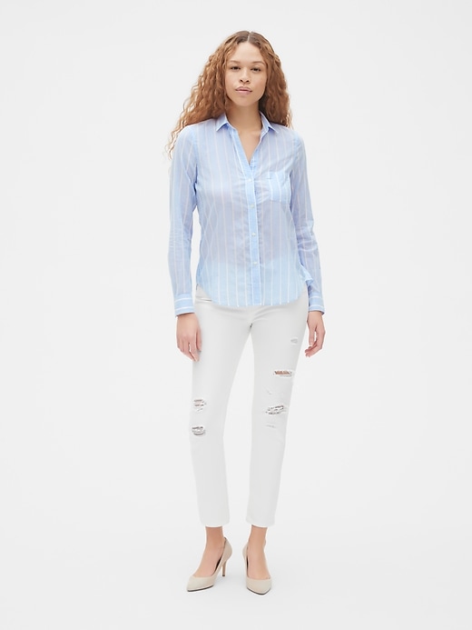 Image number 3 showing, Fitted Boyfriend Dobby Stripe Shirt