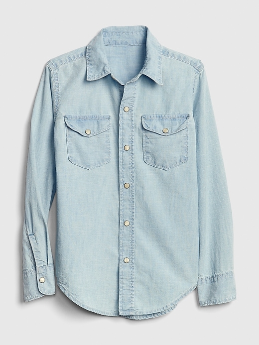 Image number 1 showing, Kids Chambray Long Sleeve Shirt