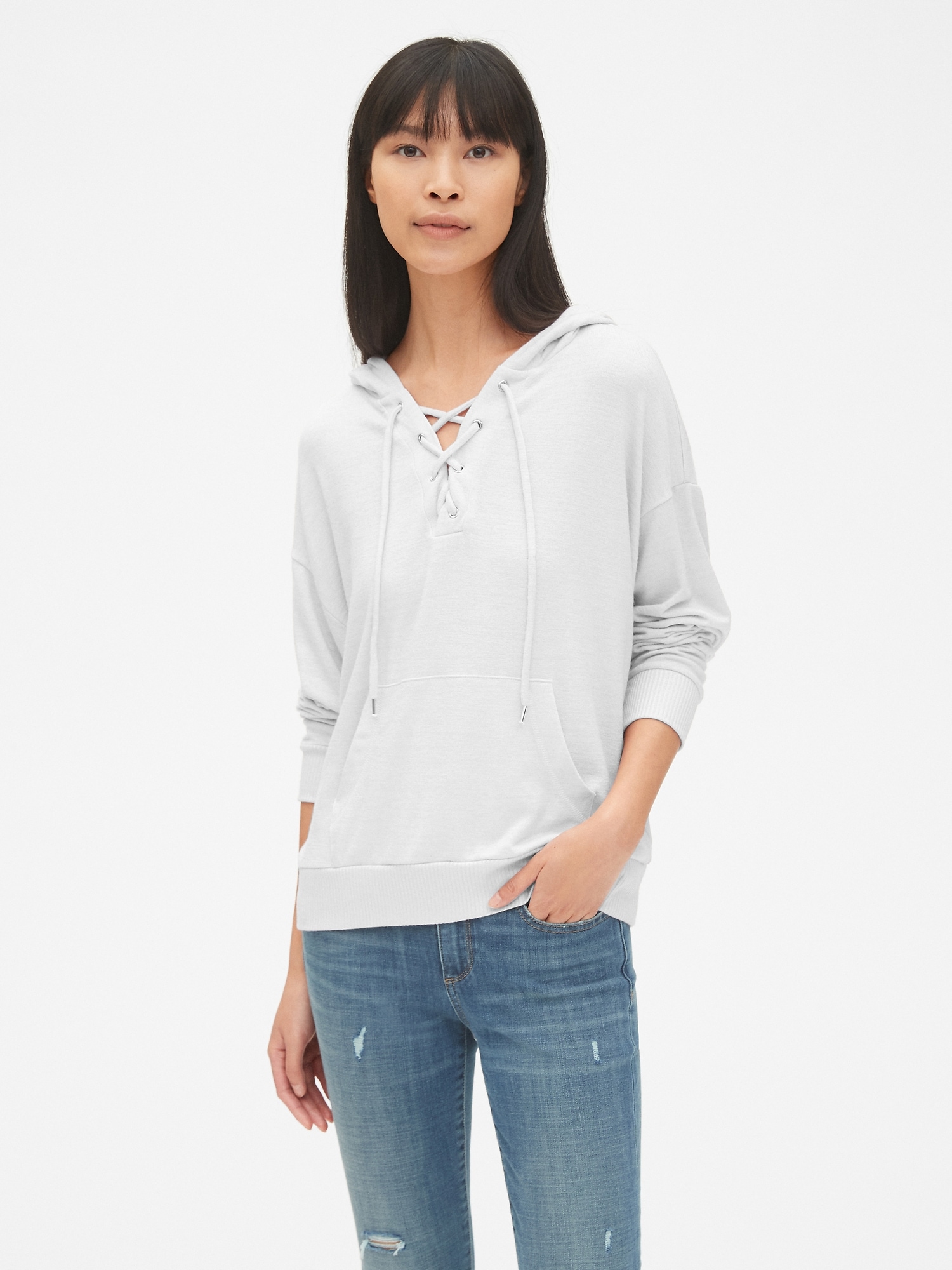 Softspun Lace-Up Pullover Hoodie | Gap