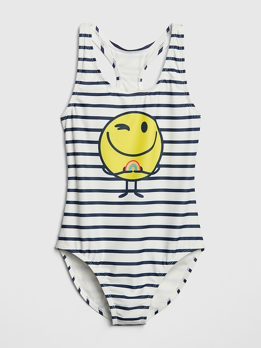 Image number 1 showing, Kids Stripe Smiley Swim One-Piece