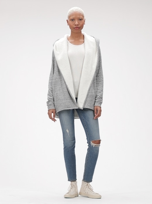 Sherpa cardigan best sale with hood