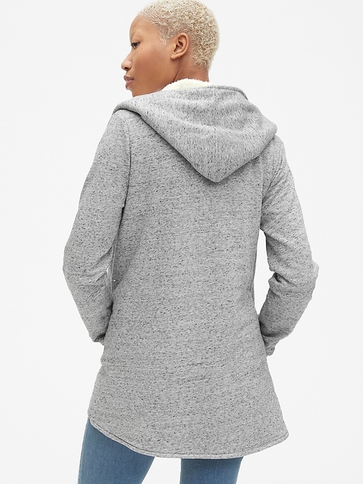 Image number 2 showing, Sherpa-Lined Hooded Wrap Cardigan Sweatshirt