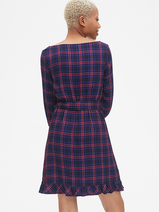 Image number 2 showing, Plaid Faux-Wrap Ruffle Hem Dress