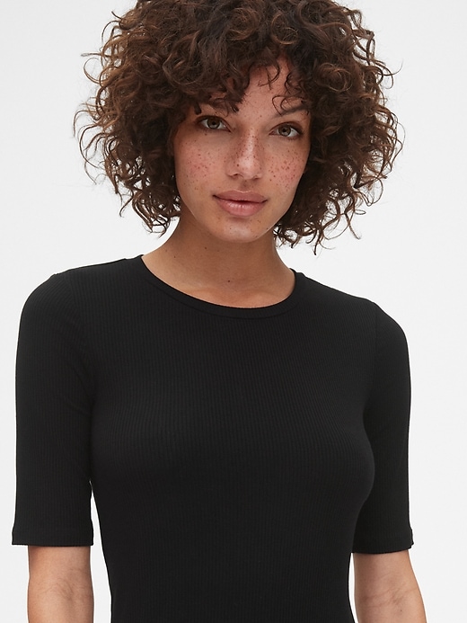 Ribbed Short Sleeve Midi T-Shirt Dress | Gap