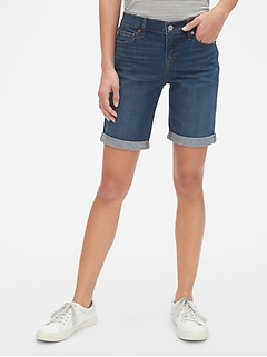 knee length jean shorts womens