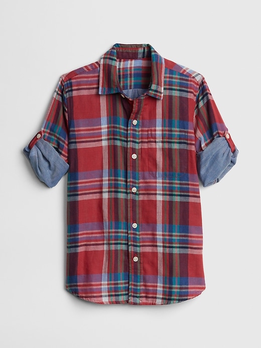 View large product image 1 of 1. Kids Double-Weave Convertible Shirt