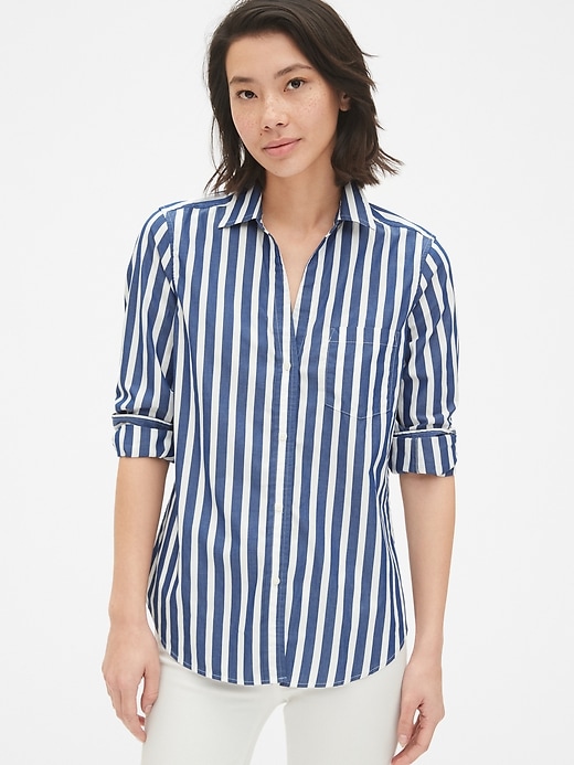 View large product image 1 of 1. Fitted Boyfriend Stripe Shirt