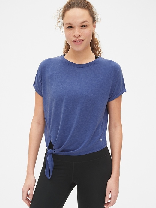 View large product image 1 of 1. GapFit Breathe Dolman Sleeve Side-Tie T-Shirt