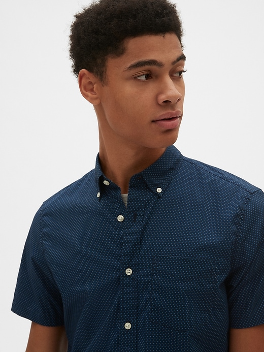 Lived-In Stretch Poplin Short Sleeve Shirt | Gap