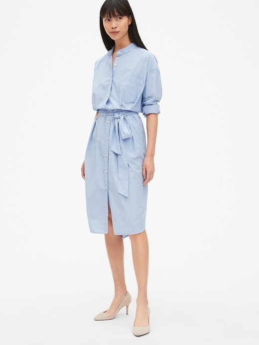 View large product image 1 of 1. Perfect Long Sleeve Tie-Belt Shirtdress