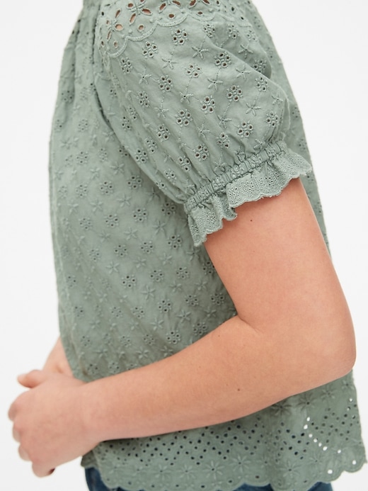 Image number 5 showing, Eyelet Embroidered Puff Sleeve Top
