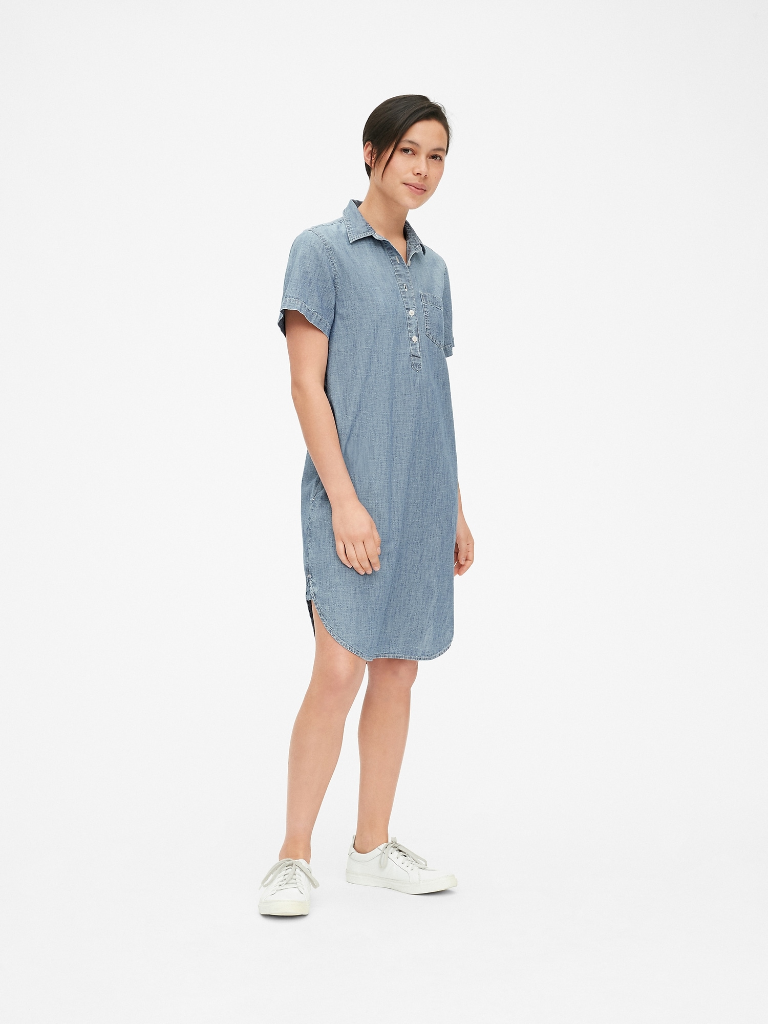 Perfect Popover Shirtdress in Chambray | Gap