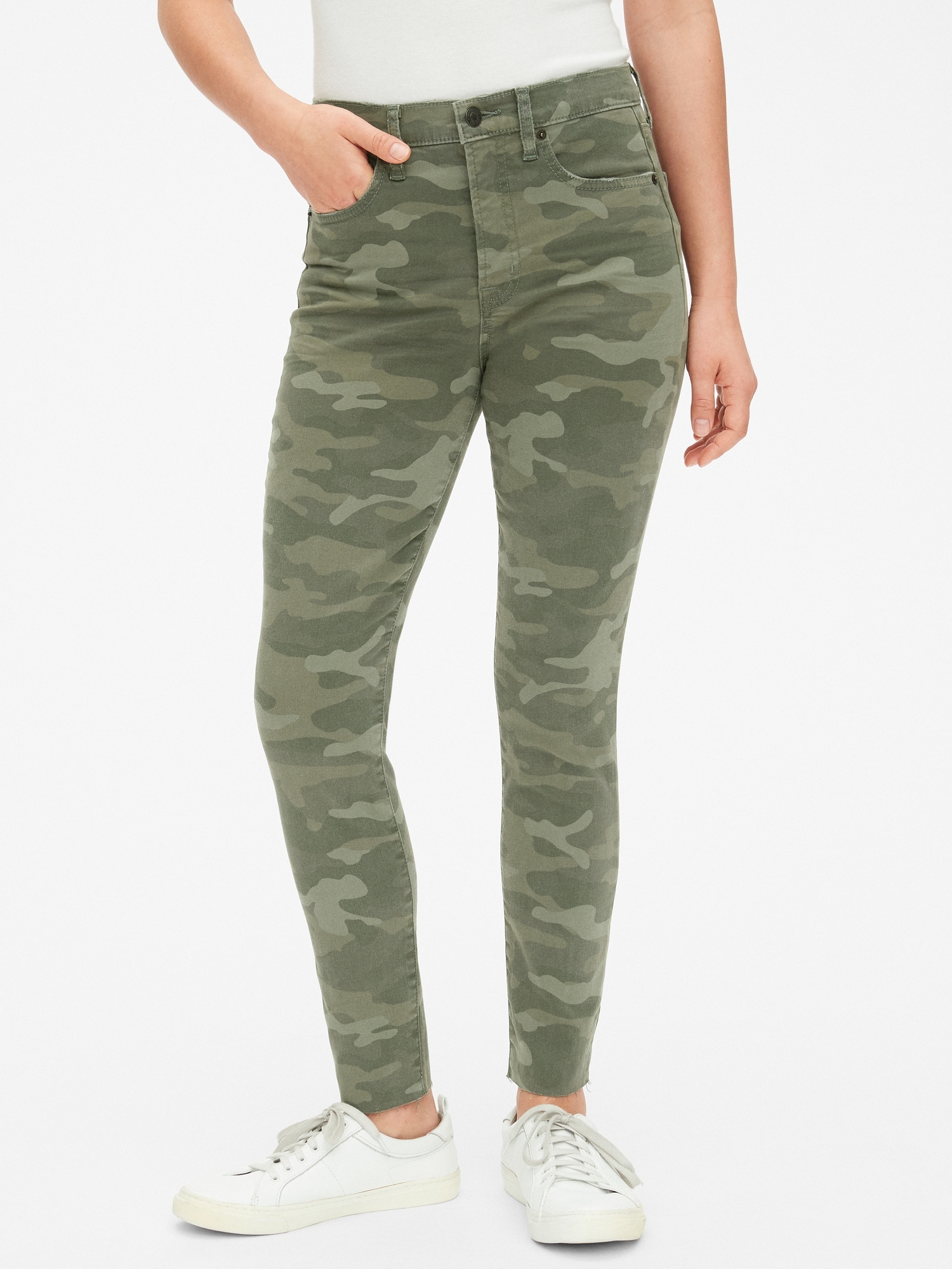 camouflage high rise jeans