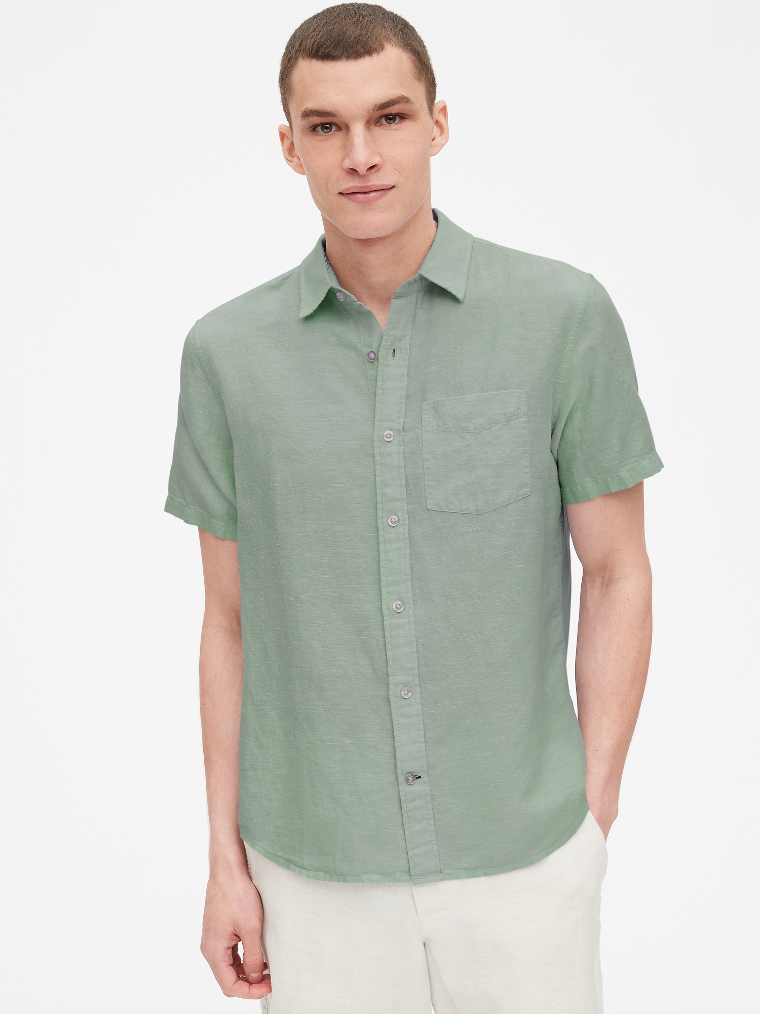 Linen-Cotton Short Sleeve Shirt | Gap