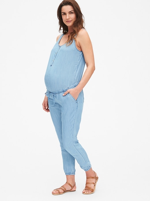 Corduroy maternity jumpsuit, length 28.5