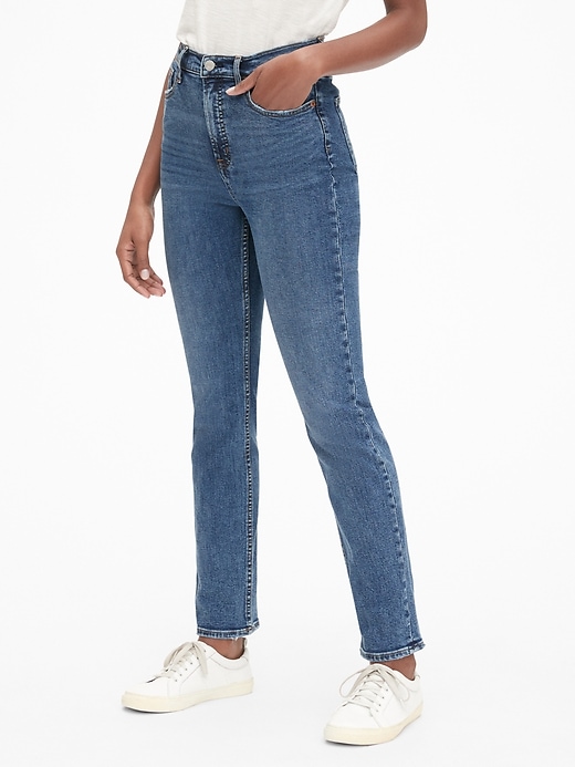 Image number 1 showing, High Rise Cigarette Ankle Jeans with Secret Smoothing Pockets