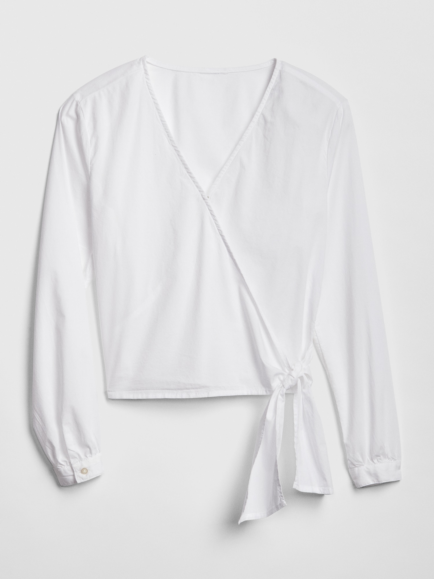 Long Sleeve Wrap Blouse in Poplin | Gap