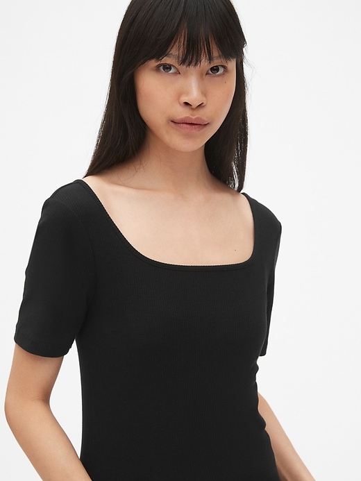 Image number 5 showing, Ribbed Square-Neck T-Shirt