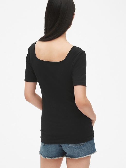 Image number 2 showing, Ribbed Square-Neck T-Shirt