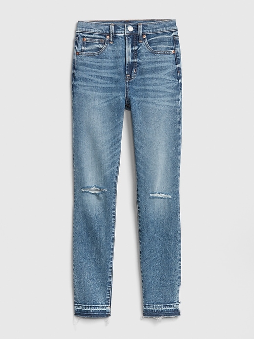 Gap Jeans Womens Size XL/16/33 True Skinny Gray Denim Raw Hem Mid Rise