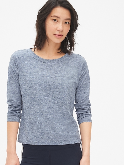 GapFit Tie-Back Sweatshirt in Brushed Tech Jersey | Gap