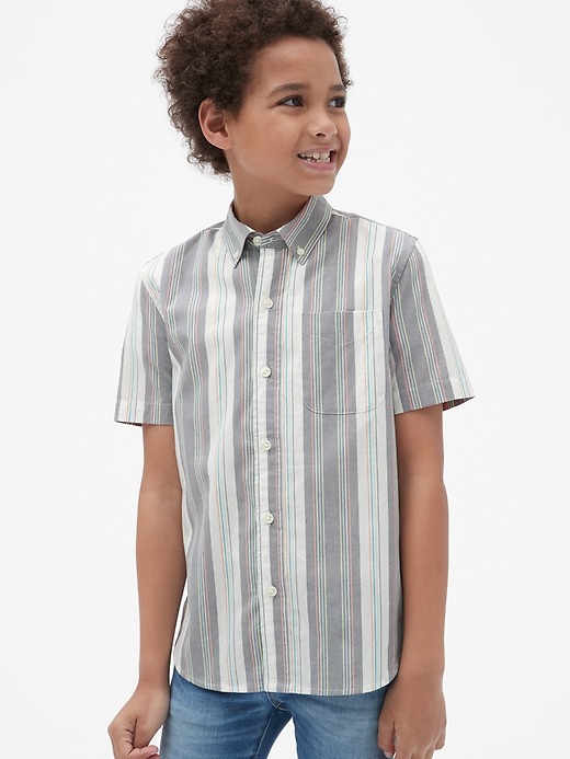 Image number 2 showing, Kids Stripe Poplin Short Sleeve Shirt