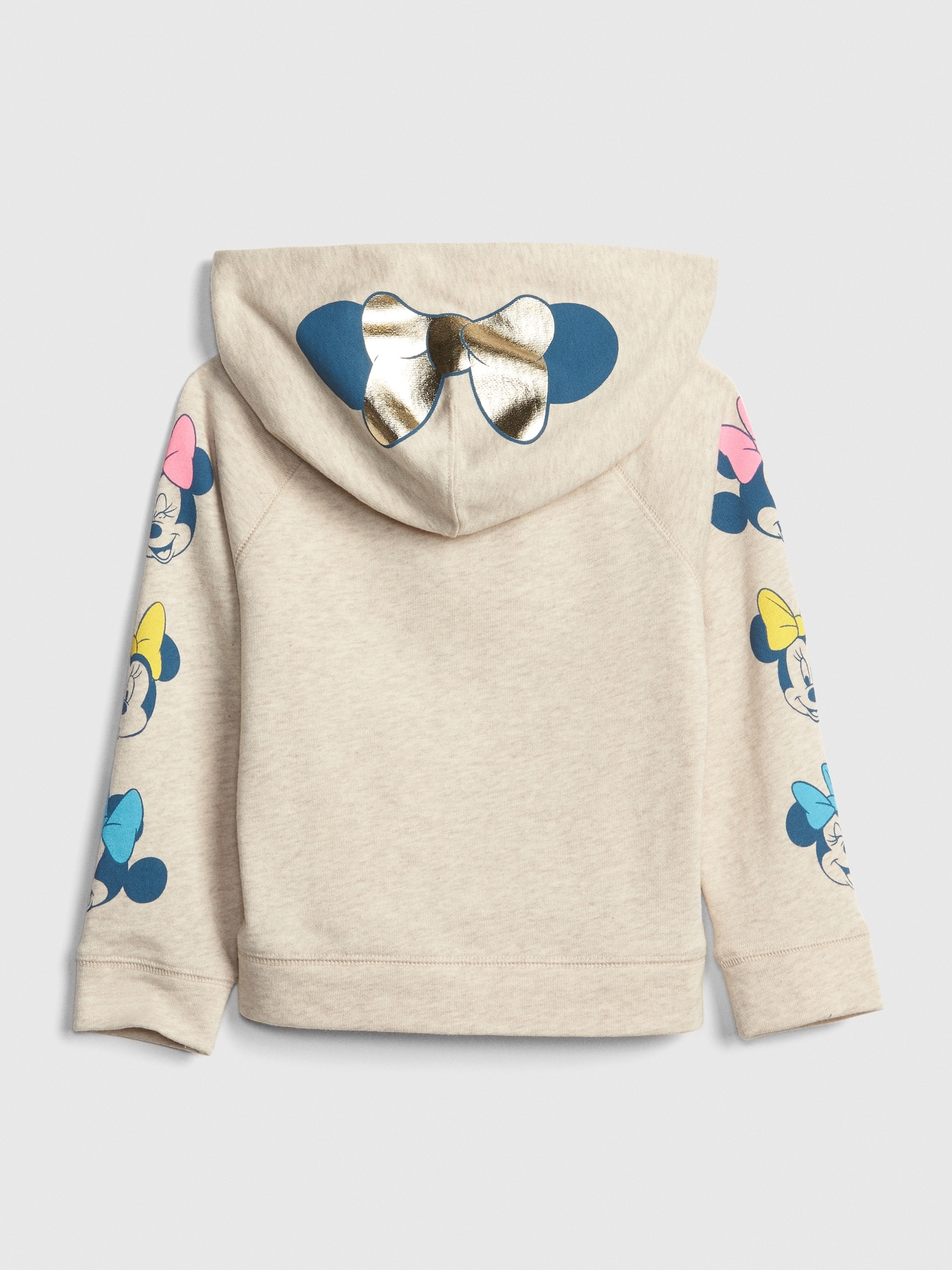 Toddler Girls' Minnie Mouse Hooded Zip-up Sweatshirt - Oatmeal