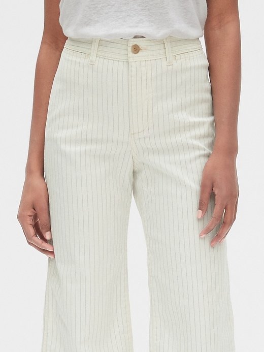 Image number 5 showing, High Rise Stripe Wide-Leg Crop Jeans