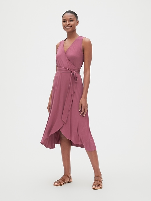 Image number 3 showing, Sleeveless Knit Wrap Midi Dress