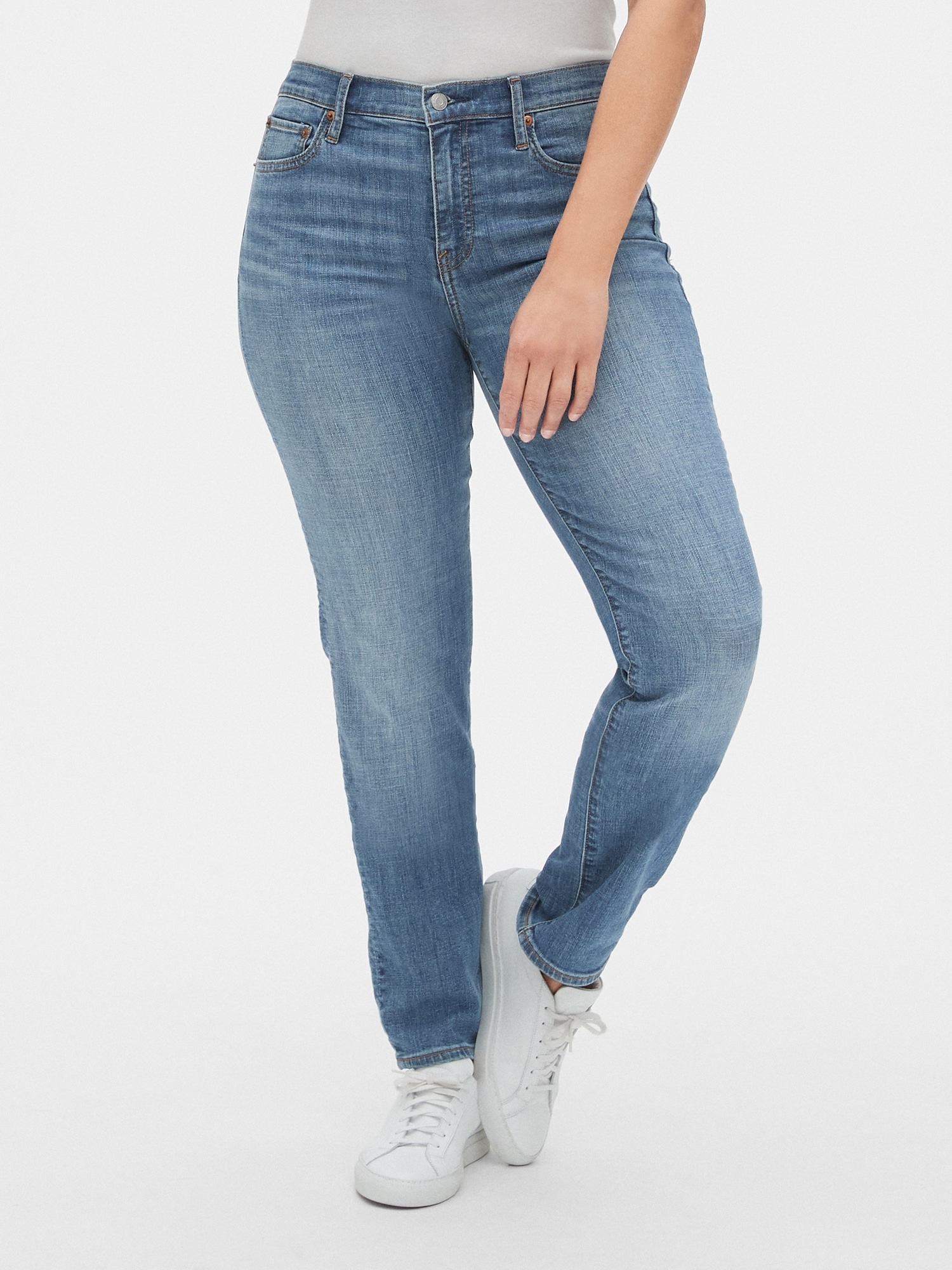 mid rise classic straight jeans