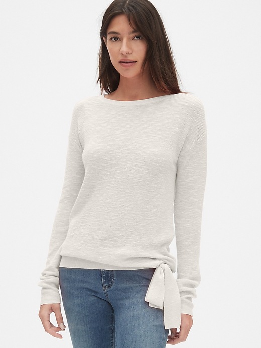 Slub Tie-Hem Crewneck Sweater | Gap