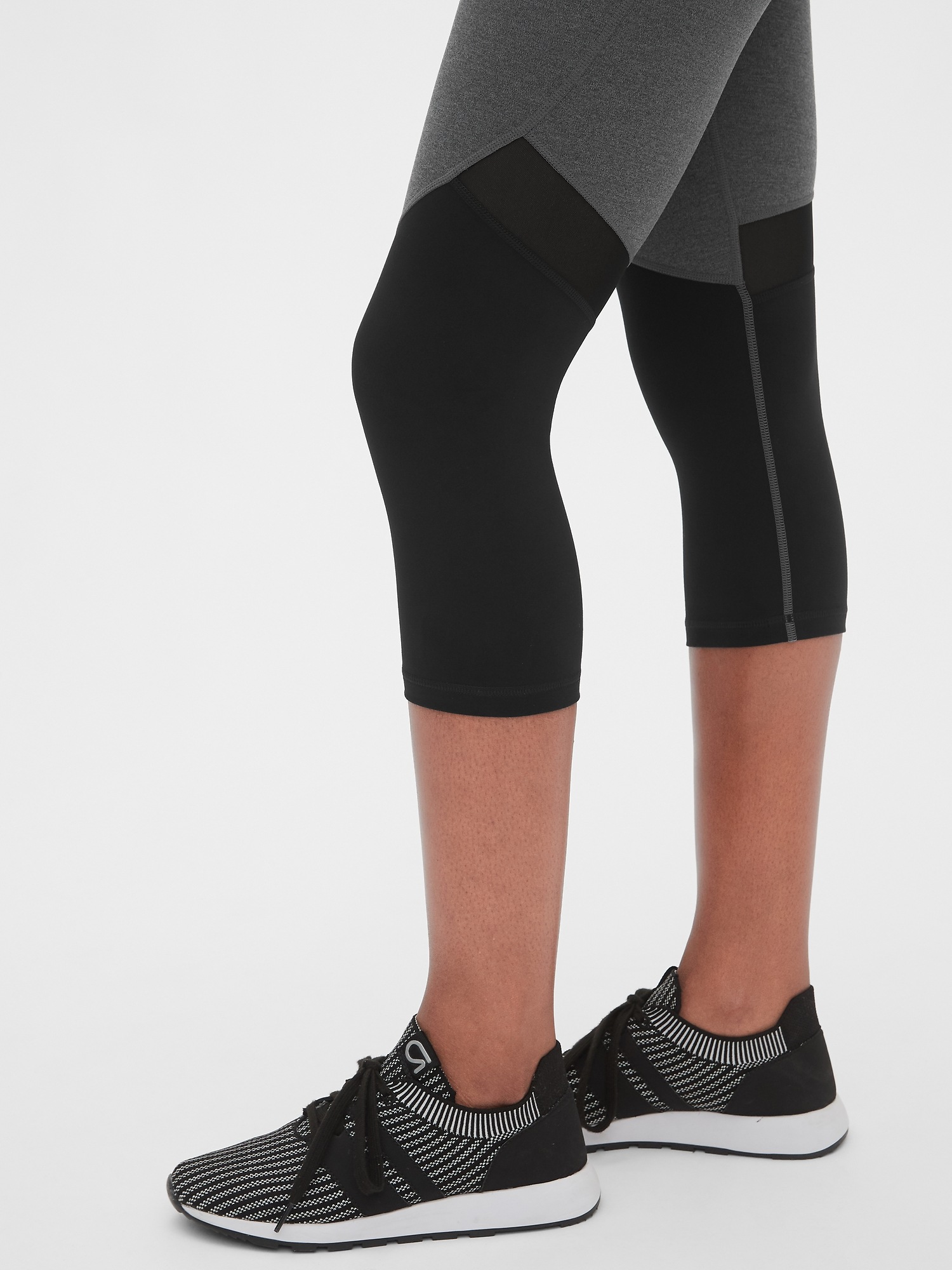 GapFit High Rise Blackout Colorblock Mesh-Insert Capris | Gap