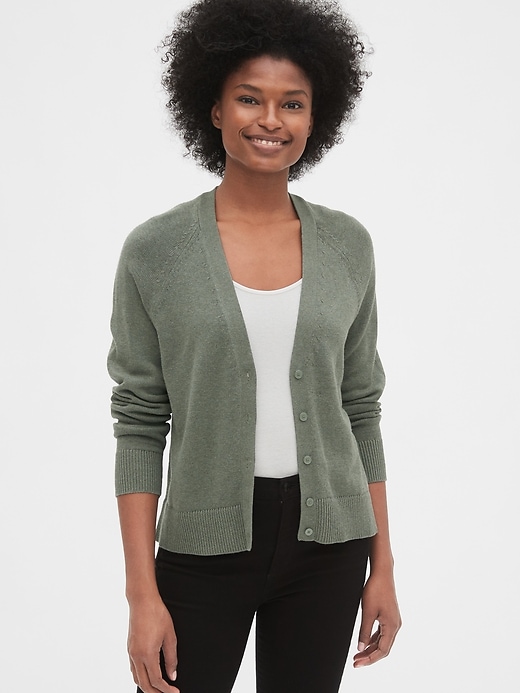 View large product image 1 of 1. V-Neck Button-Front Cardigan Sweater