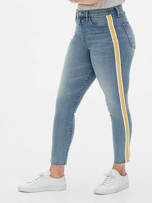 Image number 1 showing, High Rise Side-Stripe True Skinny Ankle Jeans