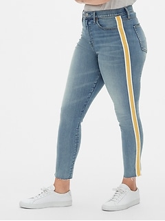 high rise striped jeans