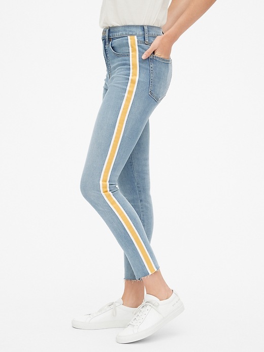 Image number 7 showing, High Rise Side-Stripe True Skinny Ankle Jeans