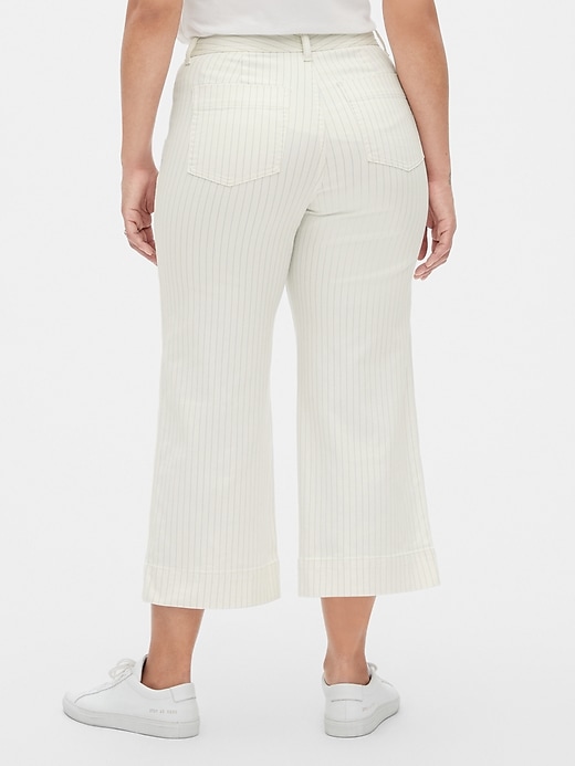 Image number 2 showing, High Rise Stripe Wide-Leg Crop Jeans