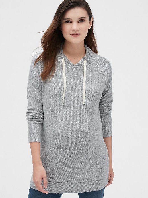 GRAY MARLED FUNNEL NECK sale TUNIC