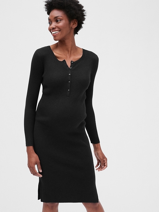 Maternity Ribbed Henley Sweater Dress | Gap