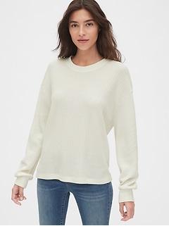 waffle stitch crewneck sweater