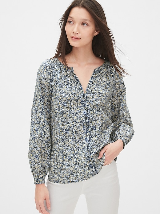 Embroidered Print Peasant Blouse Gap