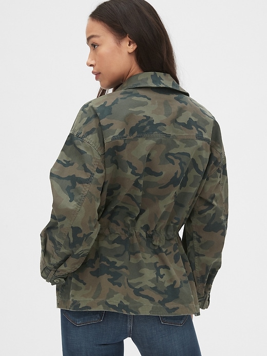 Image number 2 showing, Oversized Camo Print Utility Jacket