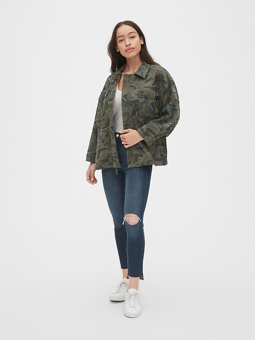 Image number 3 showing, Oversized Camo Print Utility Jacket