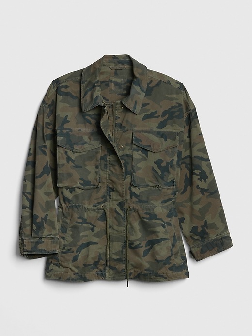 Image number 5 showing, Oversized Camo Print Utility Jacket